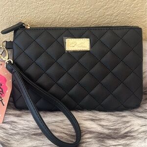Betsey Johnson, Luv Betsey Black Quilted Wristlet Clutch